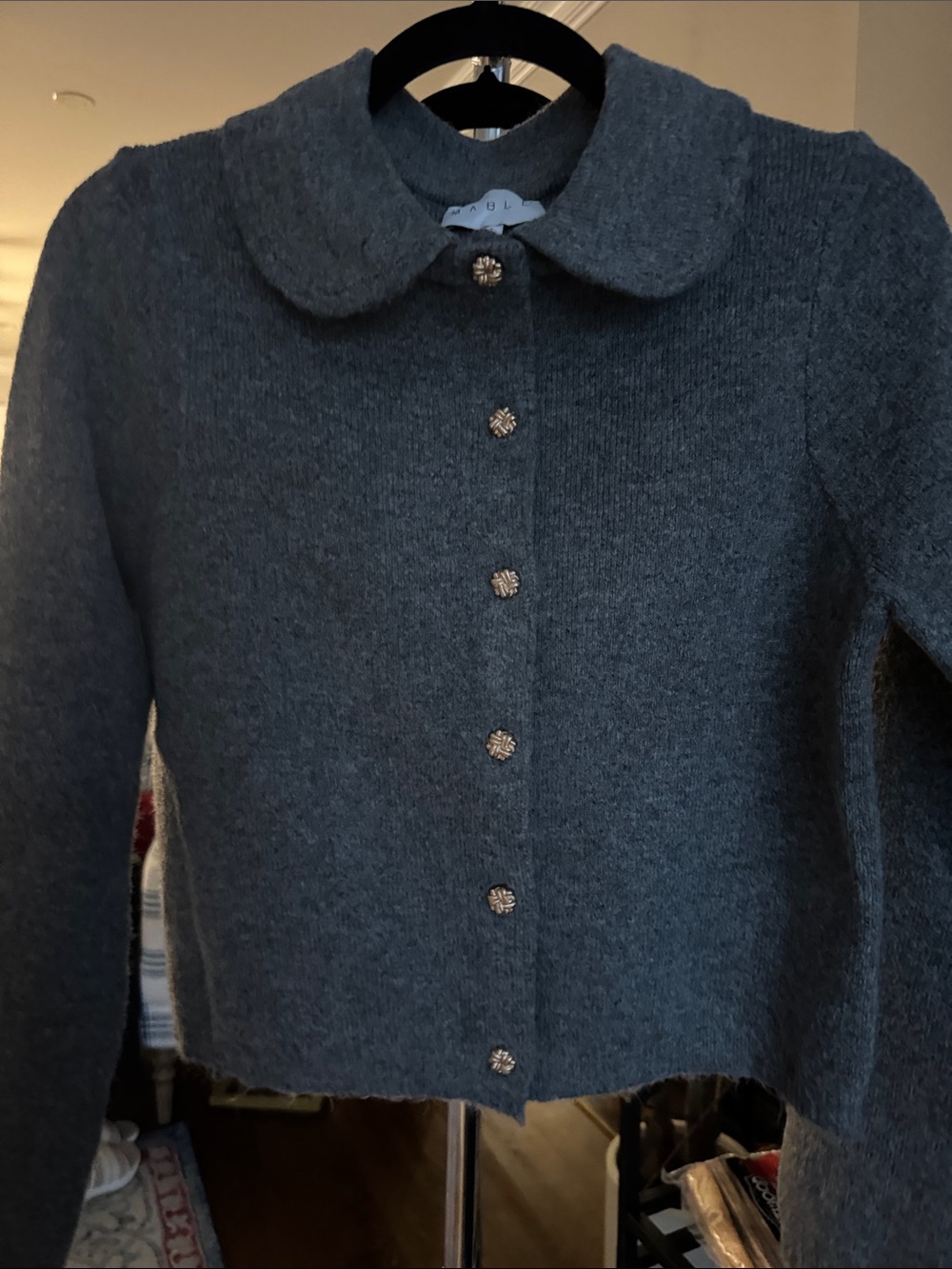 MARBLE Charcoal Gray Knit Cardigan